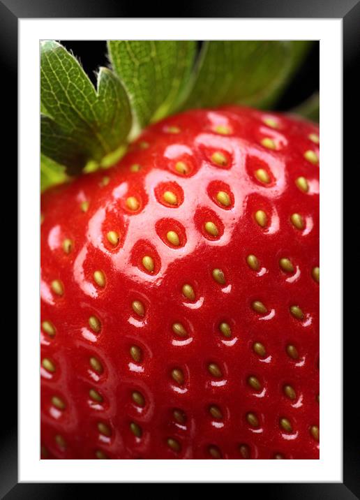 Fresh strawberry close-up Framed Mounted Print by Johan Swanepoel