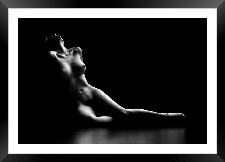 Nude woman bodyscape Framed Mounted Print by Johan Swanepoel