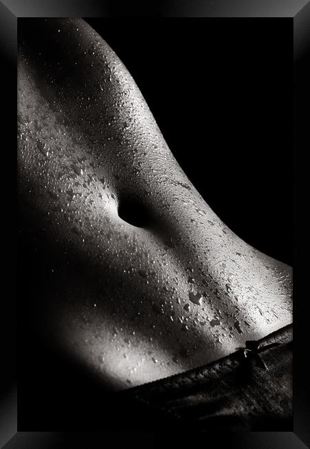 Woman wet abdomen Framed Print by Johan Swanepoel