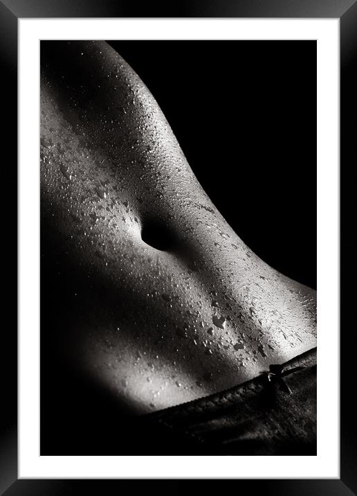 Woman wet abdomen Framed Mounted Print by Johan Swanepoel