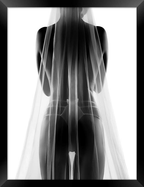 Sensual bride in lingerie Framed Print by Johan Swanepoel