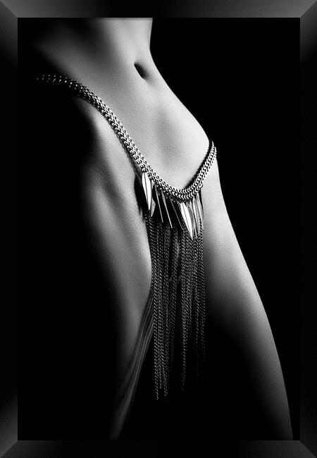 Woman close-up chain panty Framed Print by Johan Swanepoel
