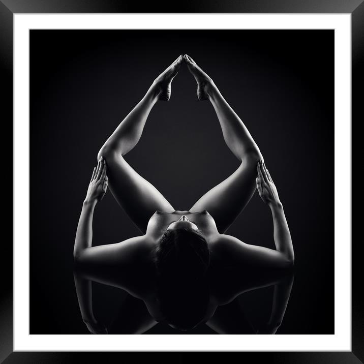 Nude Bodyscape reflections 8 Framed Mounted Print by Johan Swanepoel