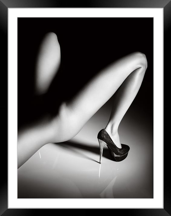 Sensual legs in high heels Framed Mounted Print by Johan Swanepoel