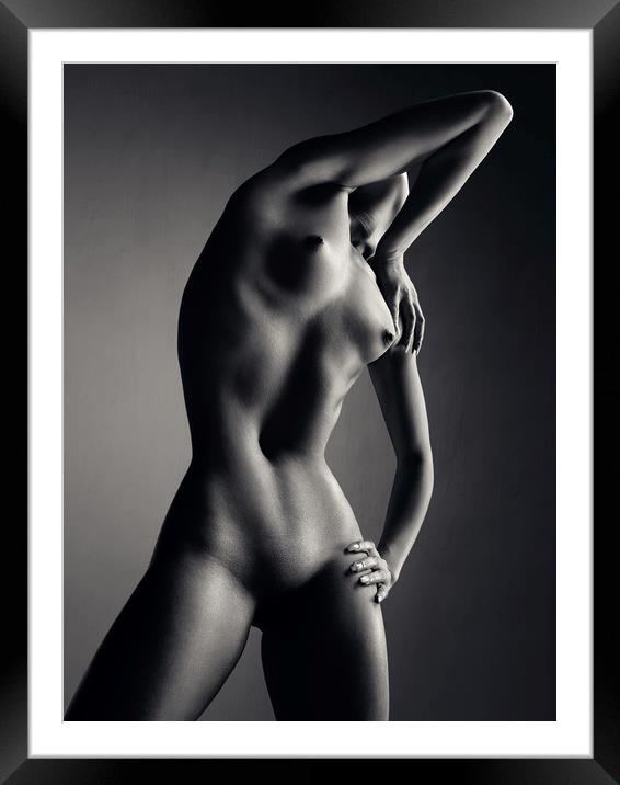 Nude woman fine art 9 Framed Mounted Print by Johan Swanepoel