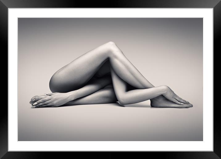 Nude woman fine art 13 Framed Mounted Print by Johan Swanepoel