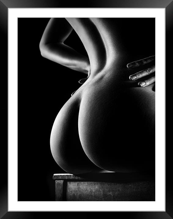 Nude buttocks on chair Framed Mounted Print by Johan Swanepoel