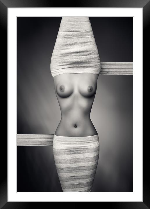Nude woman fine art 21 Framed Mounted Print by Johan Swanepoel