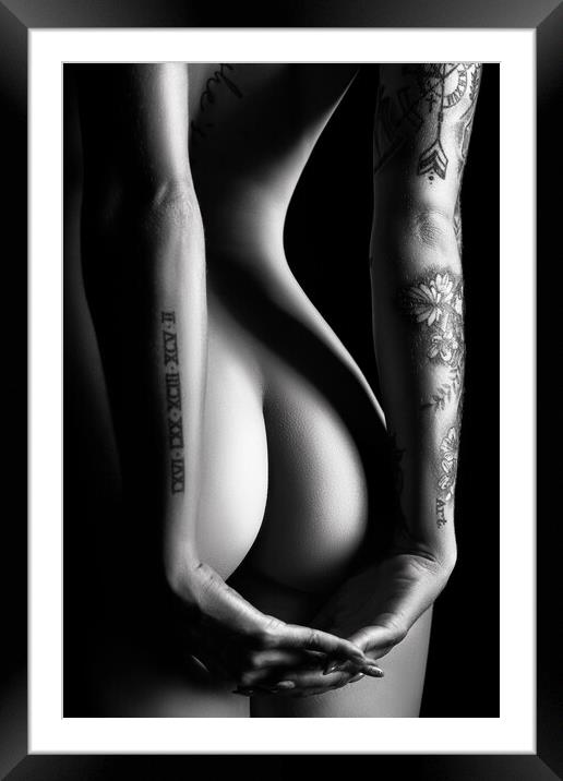Sensual Nude Woman 4 Framed Mounted Print by Johan Swanepoel
