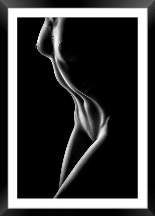 Nude woman bodyscape 71 Framed Mounted Print by Johan Swanepoel