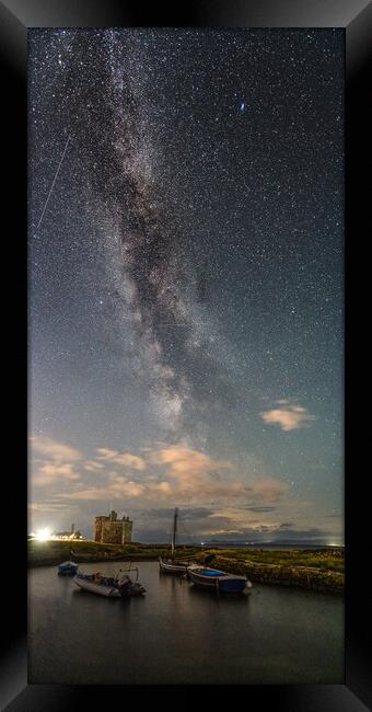 Milkyway over portencross harbour Framed Print by Chris Wright