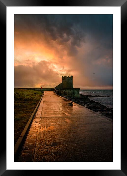 Saltcoats Bathing Ponds Sunset Framed Mounted Print by Chris Wright