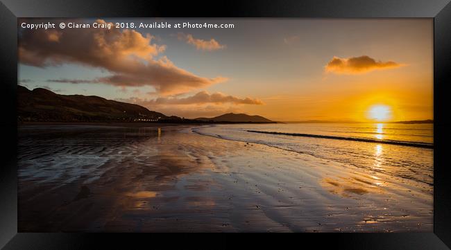 Sunsets over Buncrana Beach Framed Print by Ciaran Craig