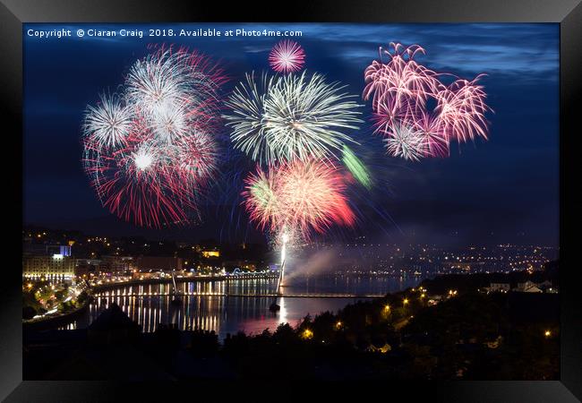 Fireworks over Derry City  Framed Print by Ciaran Craig