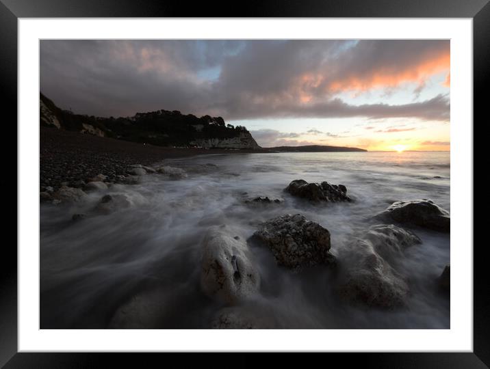 Ghostly Boulders at Beer Framed Mounted Print by David Neighbour