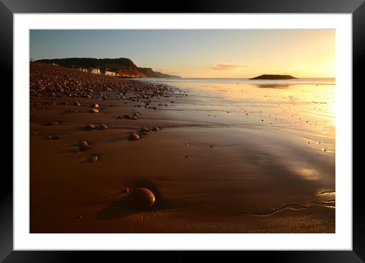 Sidmouth Cobbles Framed Mounted Print by David Neighbour