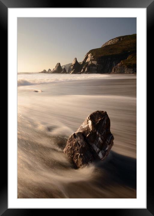 Westcombe Wave Drag - Portrait Framed Mounted Print by David Neighbour