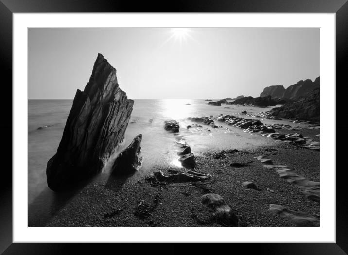 Ayrmer Cove Black and White Framed Mounted Print by David Neighbour