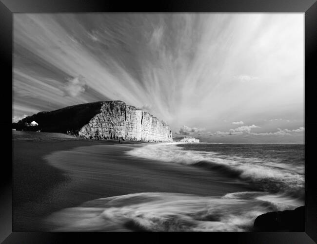 West Bay Sun and Shade - B&W Framed Print by David Neighbour