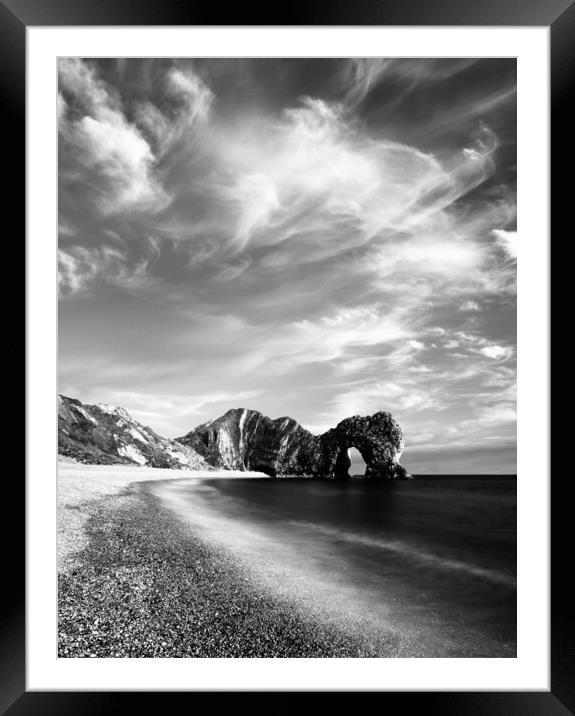 Wispy Cirrus Black and White Framed Mounted Print by David Neighbour