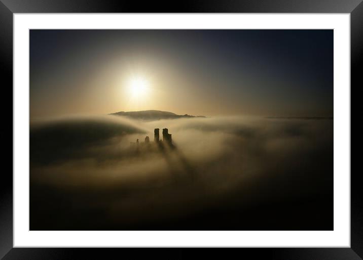 Corfe in the Spotlight Framed Mounted Print by David Neighbour
