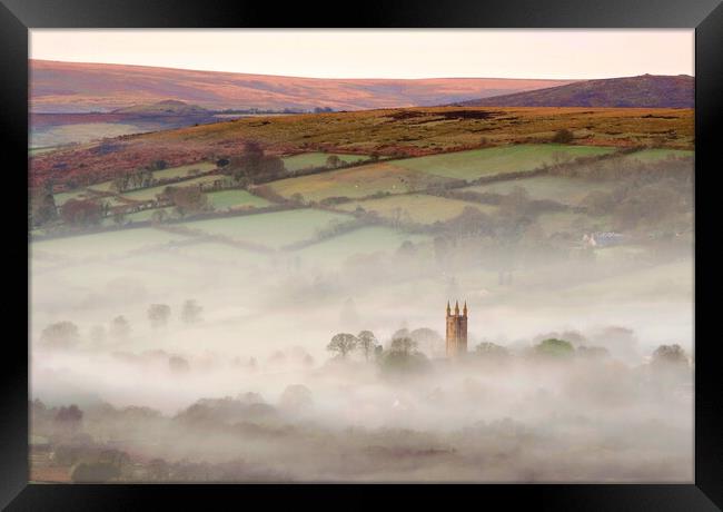 Widecombe-in-the-Mist Framed Print by David Neighbour