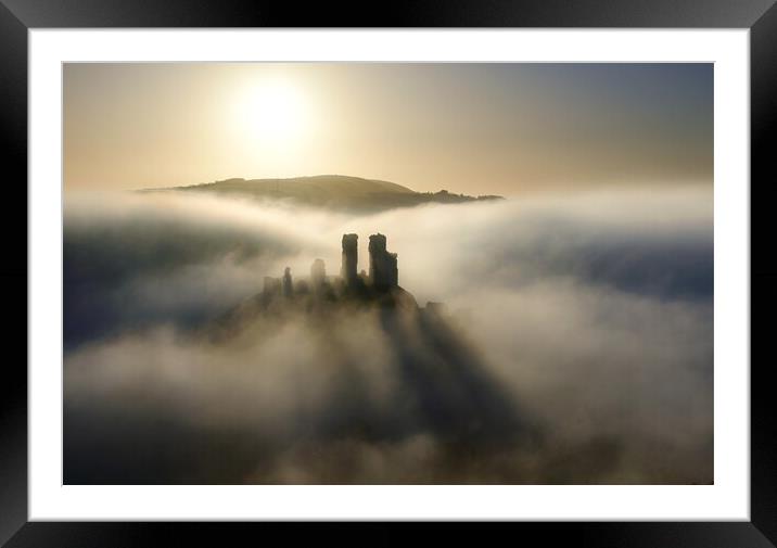 Corfe in the Clouds Framed Mounted Print by David Neighbour