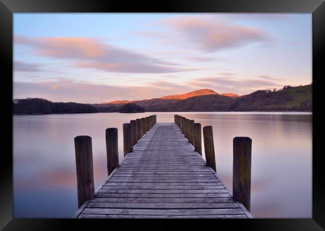 Coniston jetty Framed Print by David Neighbour