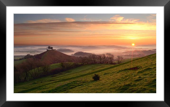 Colmer's Hill Panorama Framed Mounted Print by David Neighbour