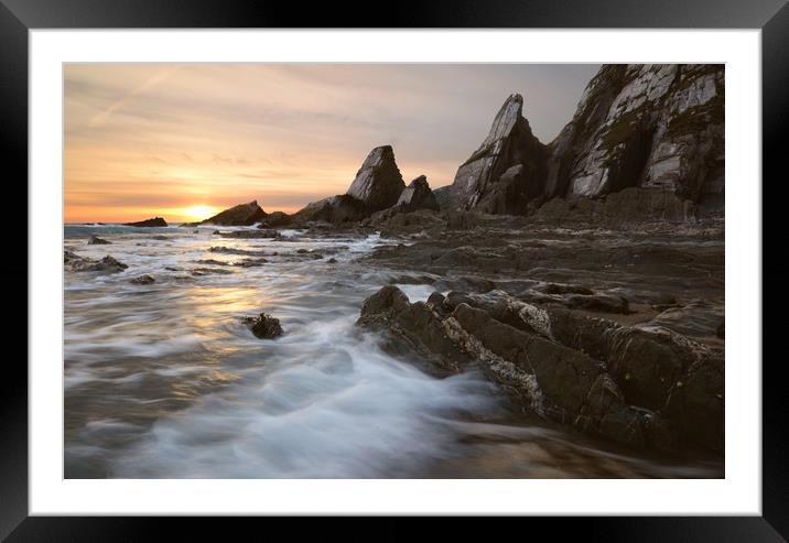Westcombe Cove Sunset Framed Mounted Print by David Neighbour