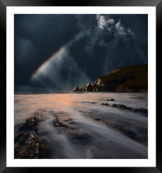 Westcombe Rainbow Framed Mounted Print by David Neighbour