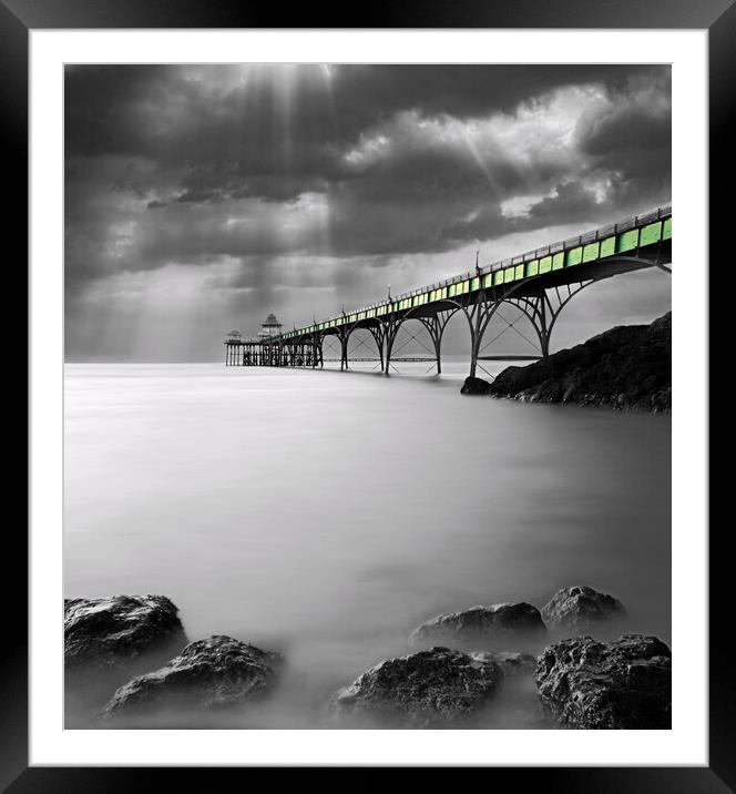 Clevedon Sun Rays Framed Mounted Print by David Neighbour