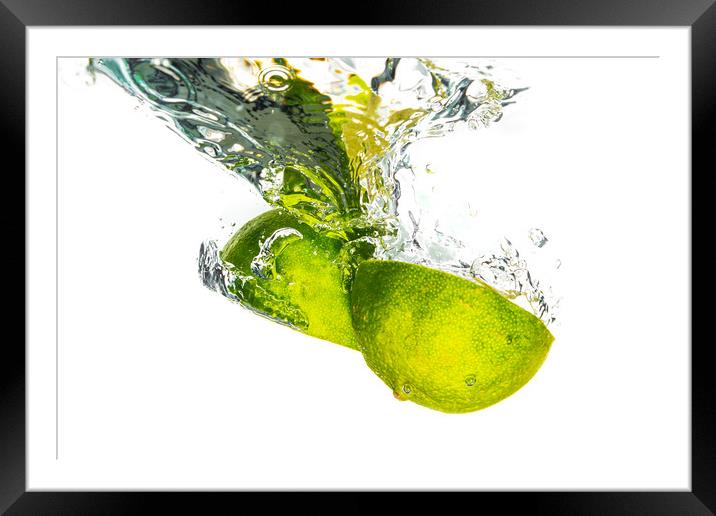 Lime Splash Framed Mounted Print by Gareth Williams