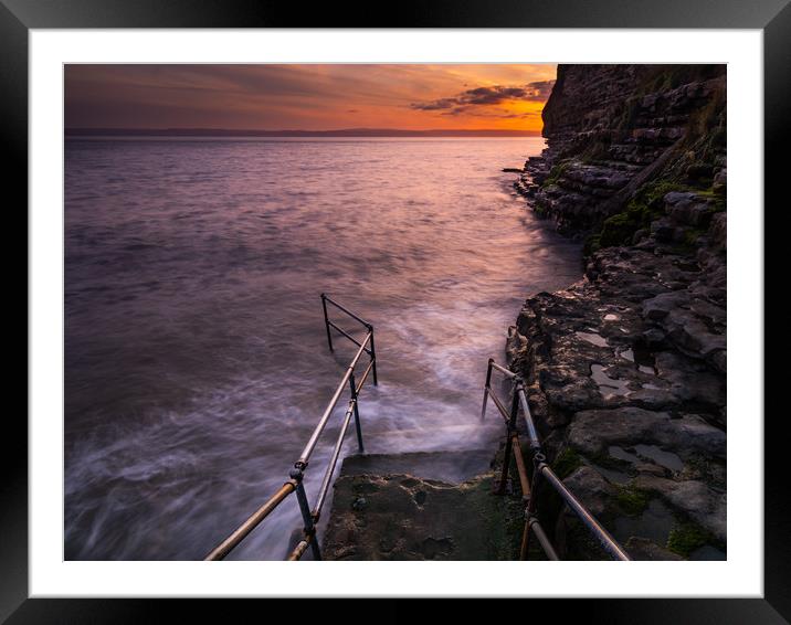 Steps into the sea Framed Mounted Print by Gareth Williams