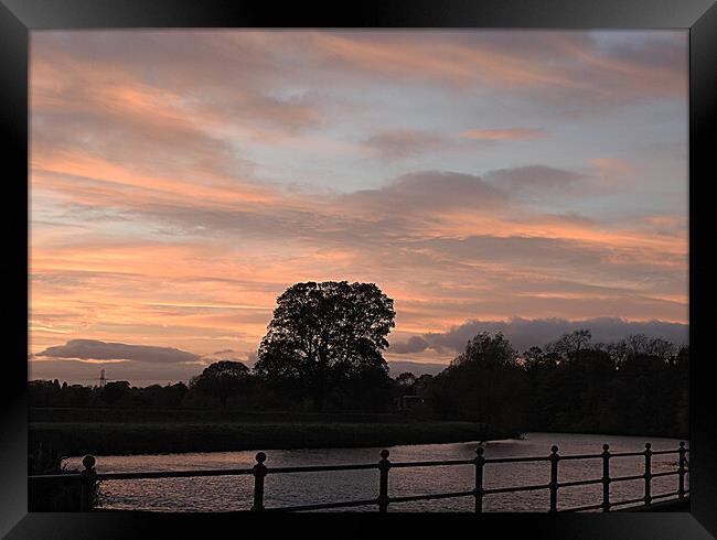 Sunset over the River Tees Framed Print by Pauline Raine