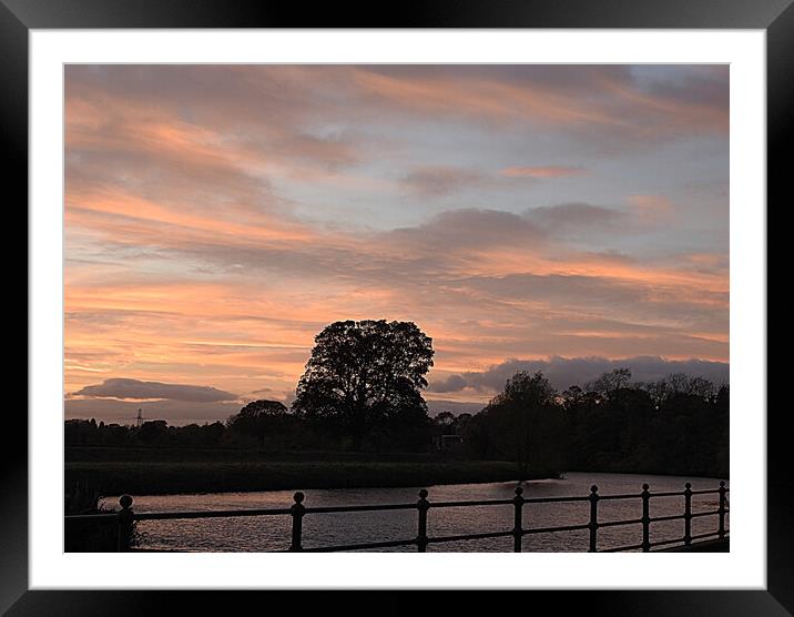 Sunset over the River Tees Framed Mounted Print by Pauline Raine