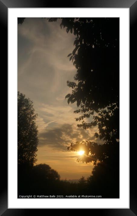 Sunset in the  trees Framed Mounted Print by Matthew Balls