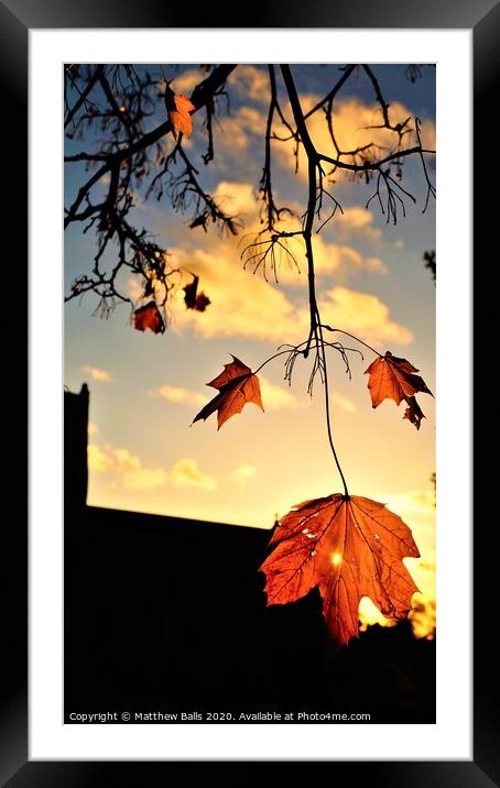 Autumn Sunset Falls Framed Mounted Print by Matthew Balls