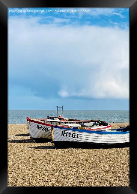 Boats on Aldeburgh Beach, Suffolk  Framed Print by Ailsa Darragh