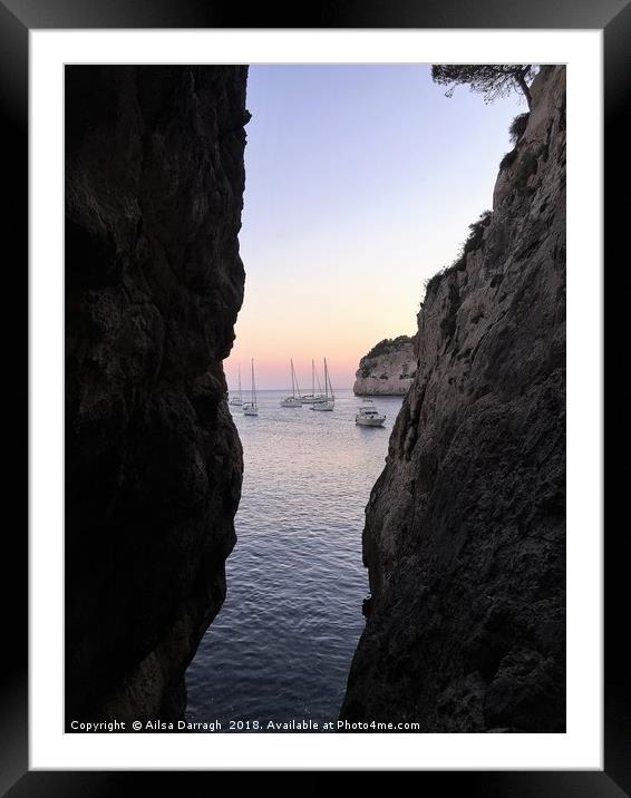 Boats at Sunset, Cala Galdana, Menorca Framed Mounted Print by Ailsa Darragh