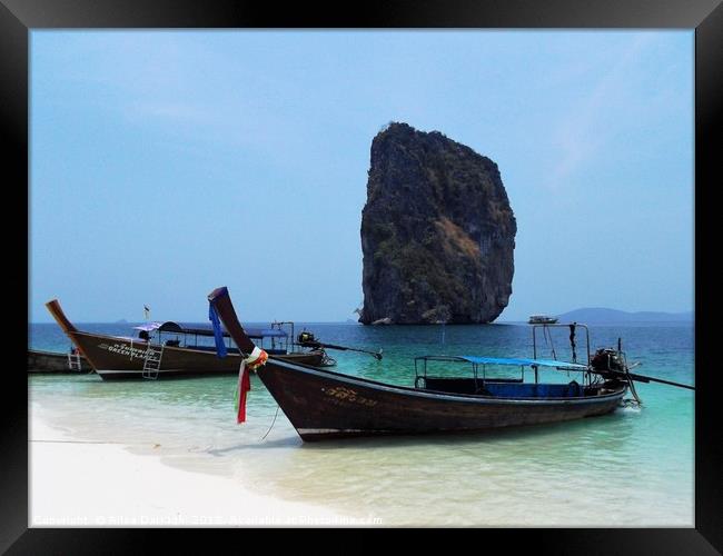 Krabi, Thailand Beach Boats Framed Print by Ailsa Darragh