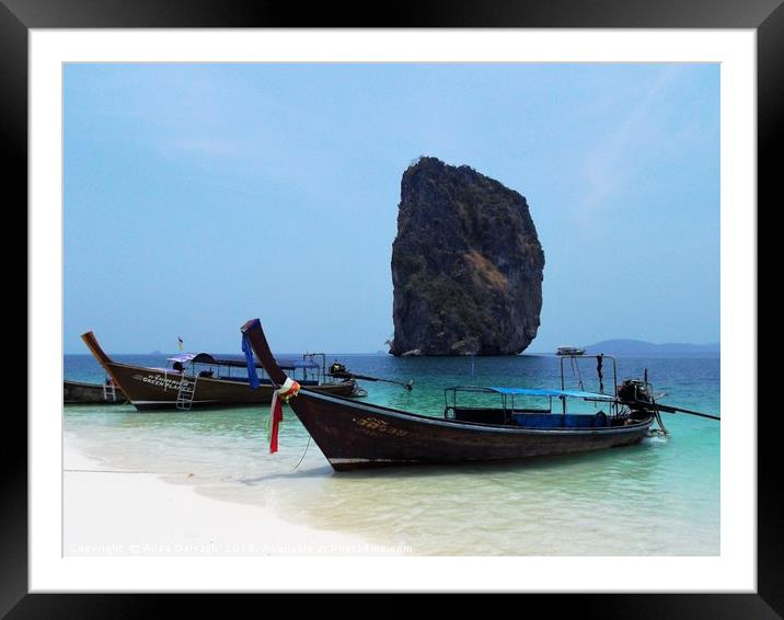 Krabi, Thailand Beach Boats Framed Mounted Print by Ailsa Darragh