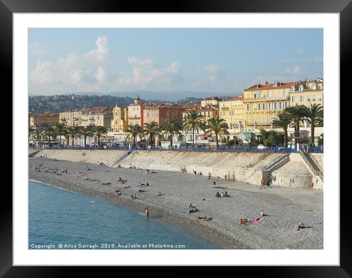      View of Nice Promenade on the French Riviera  Framed Mounted Print by Ailsa Darragh