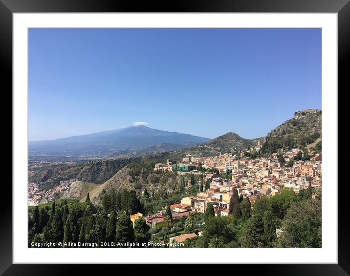 Mount Etna and Taormina View, Sicily Framed Mounted Print by Ailsa Darragh