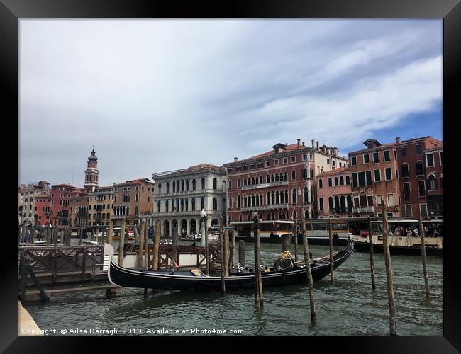 Gondola in Venice view Framed Print by Ailsa Darragh