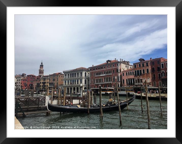 Gondola in Venice view Framed Mounted Print by Ailsa Darragh