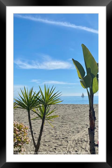 Torre Del Mar Beach view Framed Mounted Print by Ailsa Darragh