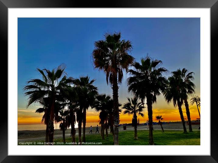 Sunset at Torre Del Mar, Costa del Sol Framed Mounted Print by Ailsa Darragh