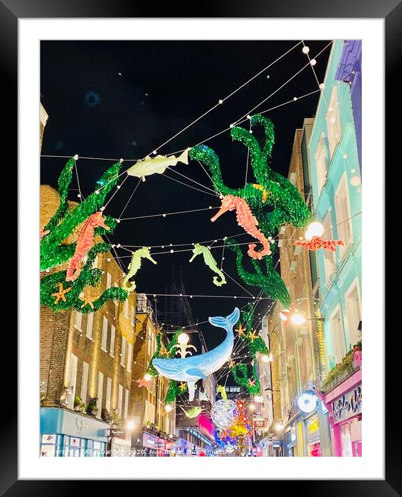 Carnaby Street, London Christmas Lights Framed Mounted Print by Ailsa Darragh