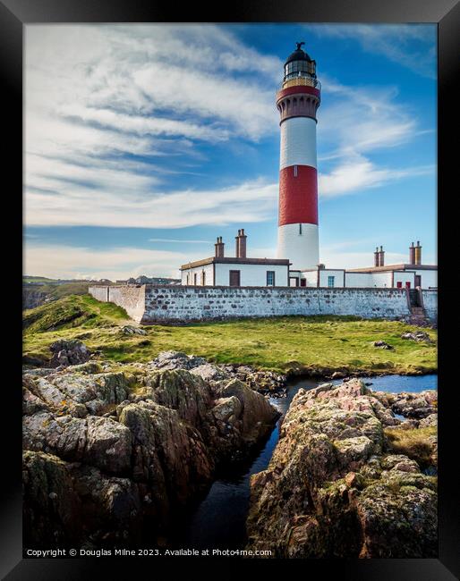 Buchan Ness Lighthouse in the Sunshine Framed Print by Douglas Milne